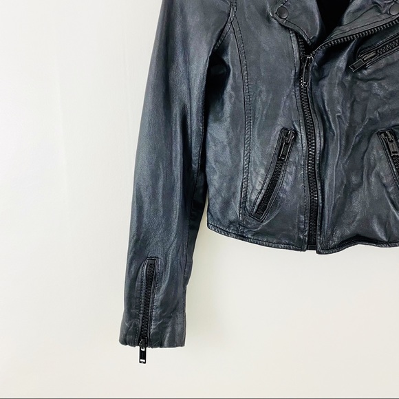Maje Graphite Leather Blouson Zipper Moto Jacket - Picture 6 of 10